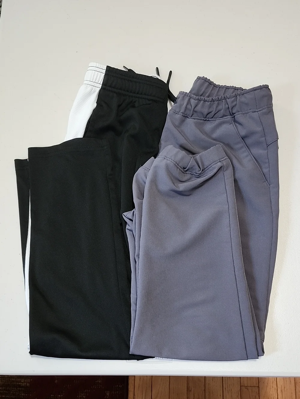 2 Prs E&GUC SzL Youth Black & Gray Pants. Both Are Stretch Pull-On Pants